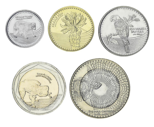 фото Колумбия набор из 5 монет 2023-2026 UNC Животные 50, 100, 200, 500, 1000 песо