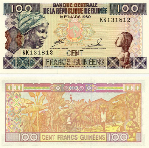 фото Гвинея 100 франков 1998 UNC (P35a)