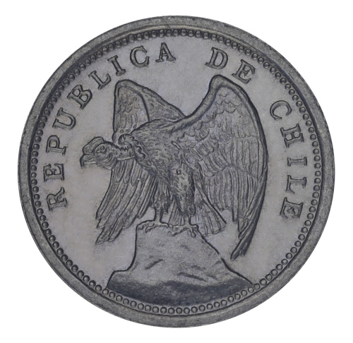 фото Чили 10 сентаво 1939 AU-UNC Птица - Гриф