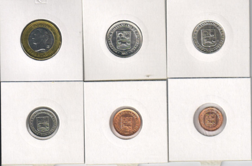 фото Венесуэла набор из 6 монет 2007-2012 UNC 1, 5, 10, 25, 50 сентим, 1 боливар