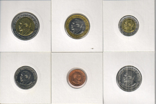 фото Кения набор из 6 монет 1995-2010 UNC 10, 50 центов, 1, 5, 10, 20 шиллингов