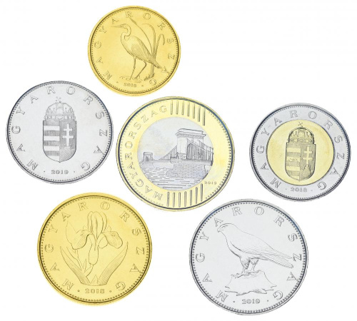фото Венгрия набор из 6 монет 2018-2019 UNC 5, 10, 20, 50, 100, 200 форинтов