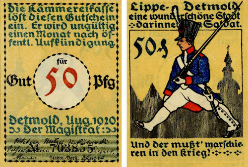 фото Германия Нотгельд 50 пфеннигов 1920 F-VF Детмольд