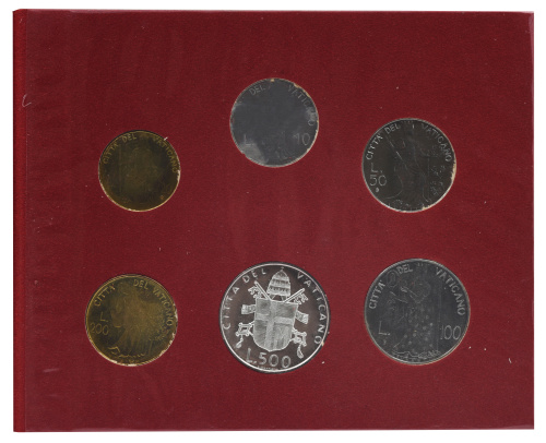 фото Ватикан набор из 6 монет 1980 AU-UNC Римский папа - Иоанн Павел II 2-й год правления