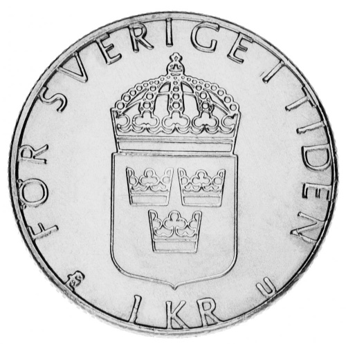 фото Швеция 1 крона 1977 AU-UNC