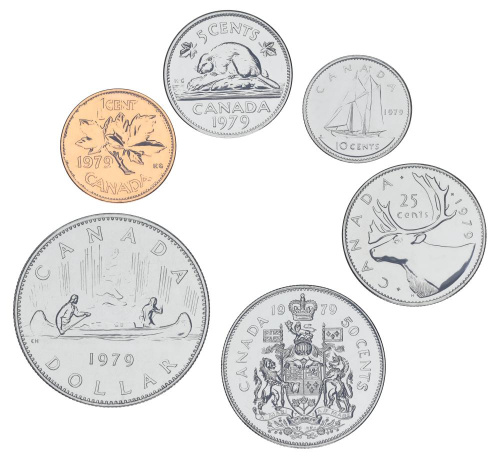 фото Канада набор из 6 монет 1979 UNC 1, 5, 10, 25, 50 центов, 1 доллар