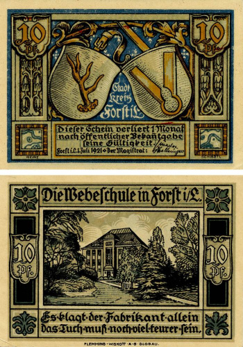 фото Германия Нотгельд  10 пфеннигов 1921  F-VF Флеминг