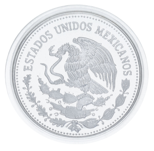 фото Мексика 25 песо 1986 Серебро Proof Чемпионат мира по футболу в Мексике в 1986 году - Мяч в воротах