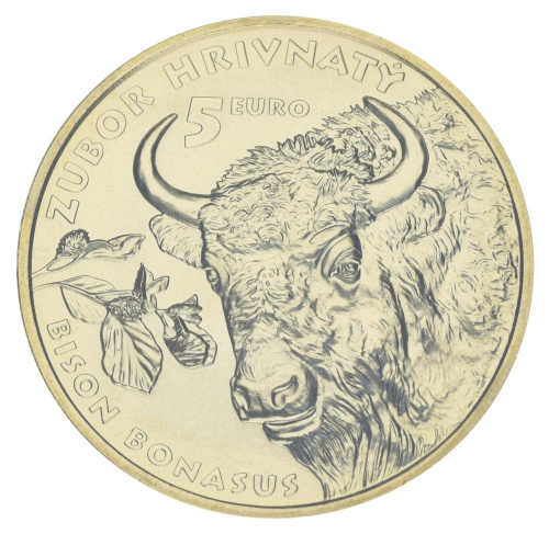 фото Словакия 5 евро 2024 UNC Флора и фауна Словакии - Зубр