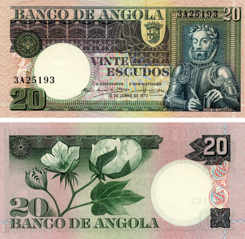 фото Ангола 20 эскудо 1973 UNC (P104)