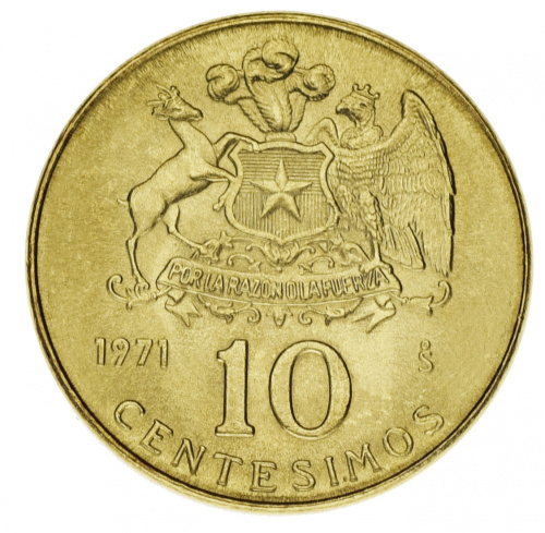 фото Чили 10 сентесимо 1971 AU-UNC (KM#194)