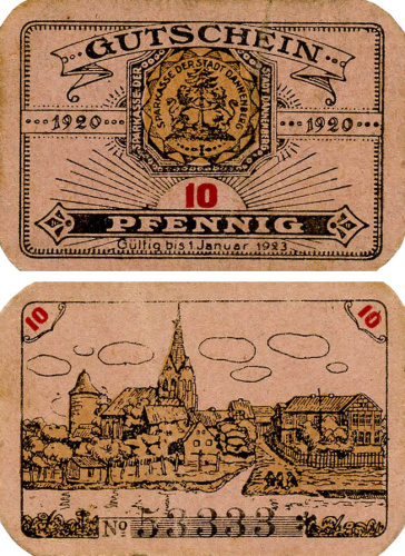 фото Германия Нотгельд  10 пфеннигов 1923 F-VF Данненберг