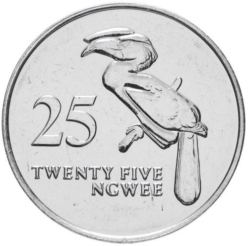 фото Замбия 25 нгве 1992 UNC Попугай (KM#29)