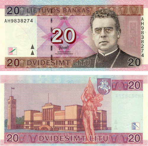 фото Литва 20 лит 2007 UNC (P69)