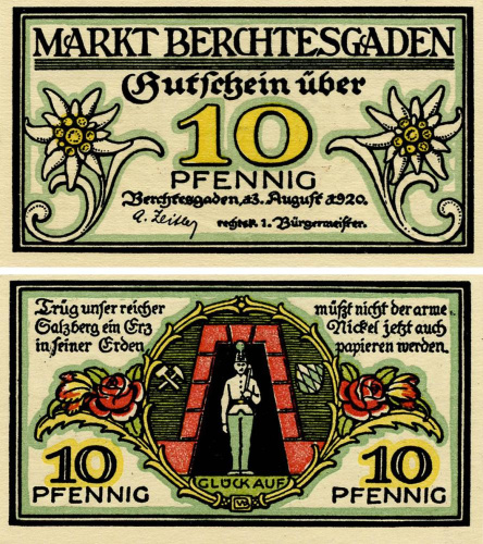 фото Германия Нотгельд  10 пфеннигов 1920  F-VF Берхтесгаден