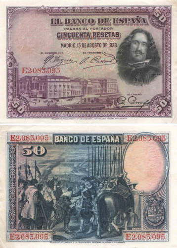 фото Испания 50 песет 1928 F-VF Из оборота (P75)