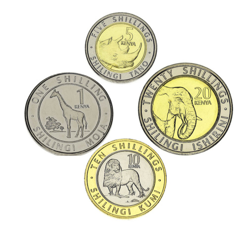 фото Кения набор из 4 монет 2018 UNC Животные 1, 5, 10, 20 шиллингов