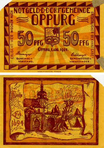 фото Германия Нотгельд  50 пфеннигов  1921  F-VF Оппург