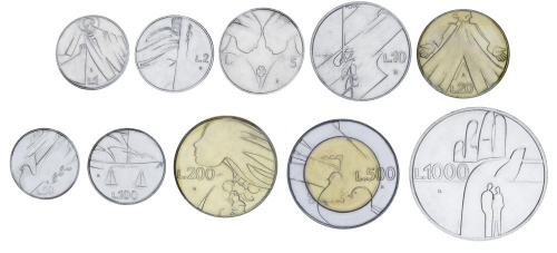фото Сан-Марино набор из 10 монет 1990 UNC 1, 2, 5, 10, 20, 50, 100, 200, 500, 1000 лир (серебро)