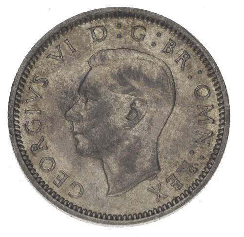 фото Великобритания 6 пенсов 1946 Серебро F-VF (Ag 500, 2,83 грамма)