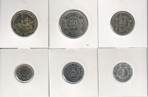 фото Белиз набор из 6 монет 1974-2010 AU-UNC 1, 5, 10, 25, 50 центов, 1 доллар