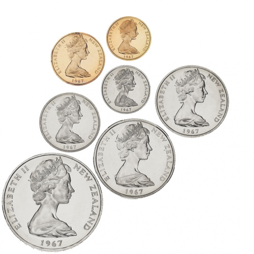 фото Новая Зеландия набор из 7 монет 1967 VF-AU 1, 2, 5, 10, 20, 50 центов, 1 доллар