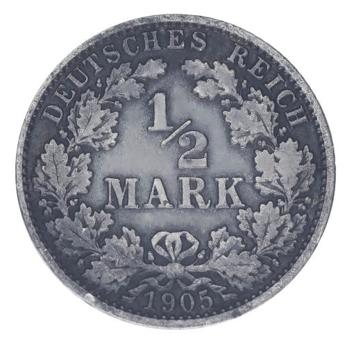 фото Германия 1/2 марки 1905 Серебро F-VF