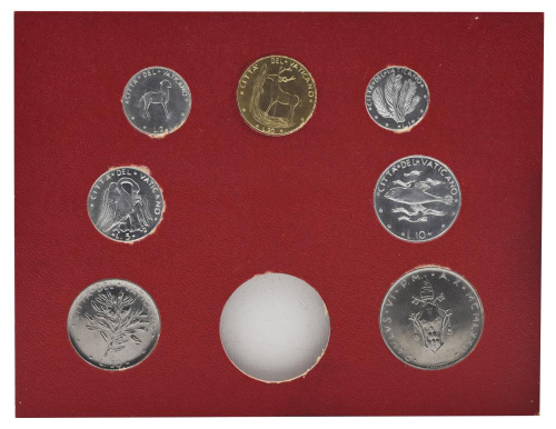 фото Ватикан набор из 7 монет 1972 AU-UNC 1, 2, 5, 10, 20, 50, 100 лир