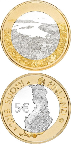 фото Финляндия 5 евро 2018 «Пейзажи - Морской Хельсинки» UNC