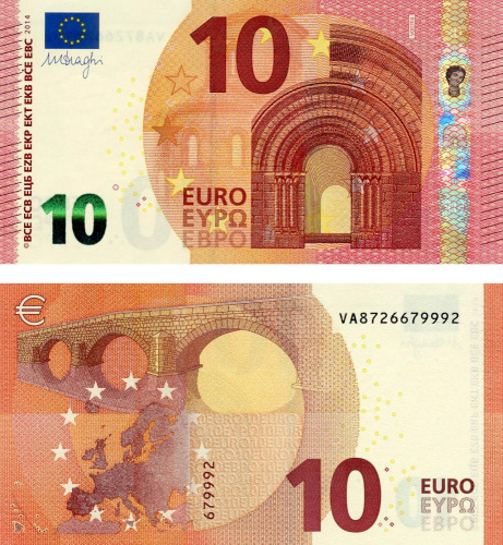 фото Испания 10 евро 2014 VA V007 Драги UNC