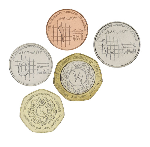 фото Иордания набор из 5 монет 2009-2012 AU-UNC 1 кирш, 5, 10 пиастров, 1/4, 1/2 динара