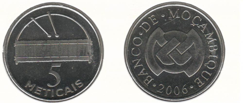 фото Мозамбик 5 метикалов 2006 UNC (KM#139)