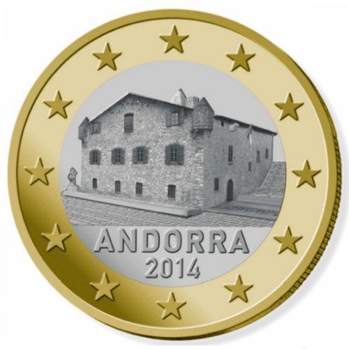 фото Андорра 1 евро 2014 UNC (KM#526)