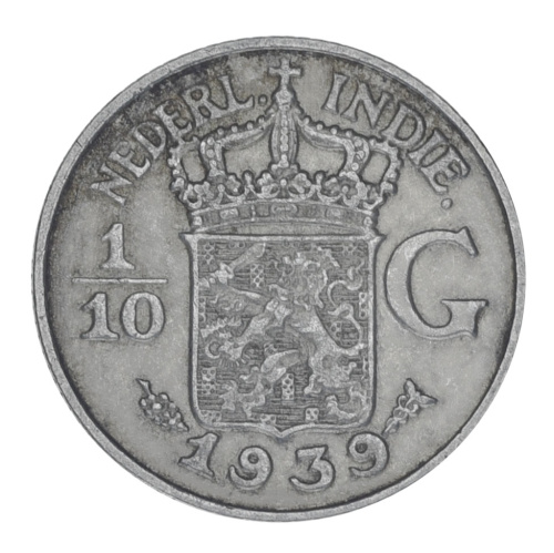 фото Нидерландская Индия 1/10 гульдена 1939 F-VF (Ag 720, 1,25 грамм)