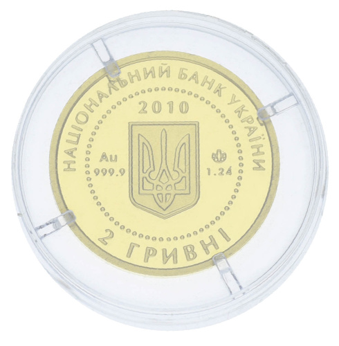 фото Украина 2 гривны 2010 Золото Proof Насекомое - Пчела (Au 999.9, 1,24 грамм)