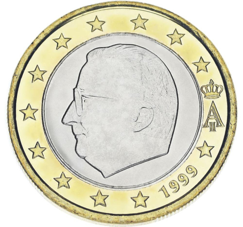 фото Бельгия 1 евро Биметалл 1999 UNC