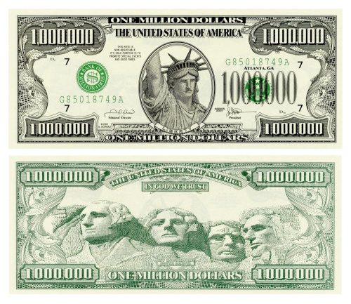 фото США 1000000 долларов 2001 UNC Сувенирная банкнота