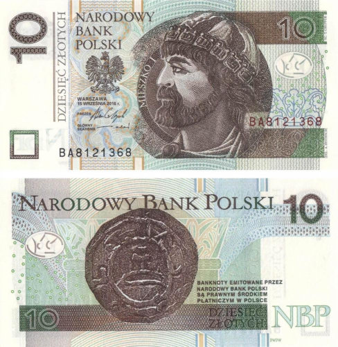 фото Польша 10 злотых 2016 UNC (P183b)