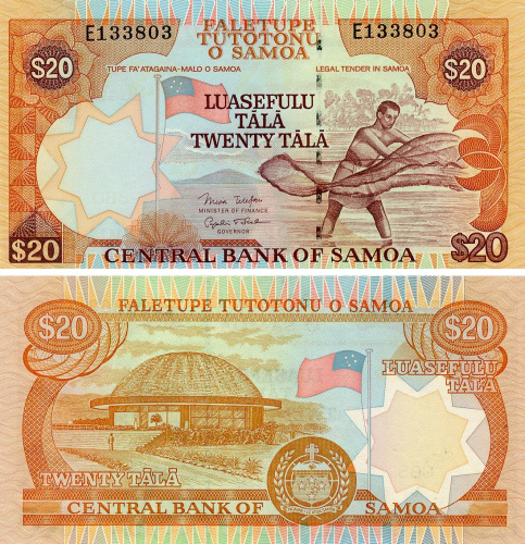 фото Самоа 20 тала 2002 2 подписи UNC (P35b)