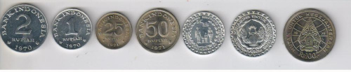 фото Индонезия набор из 7 монет 1970-1979 UNC