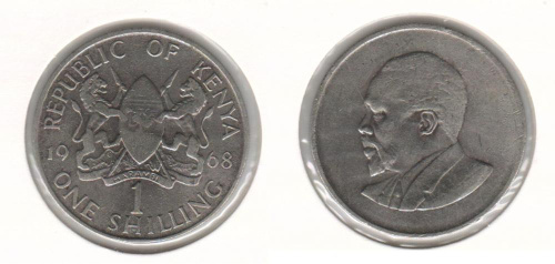 фото Кения 1 шиллинг 1968 VF (KM#5)