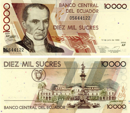 фото Эквадор 10000 сукре 1999 UNC (P127)