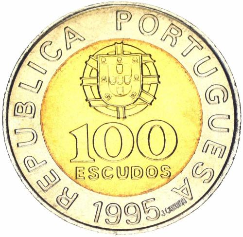 фото Португалия 100 эскудо 1995 Биметалл AU-UNC FAO ФАО (KM#678)