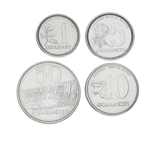 фото Парагвай набор из 4 монет 1980-1984 UNC 1, 5, 10, 50 гуарани