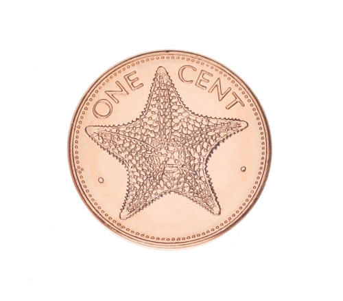 фото Багамы 1 цент 1998 AU-UNC Животное - Морская звезда