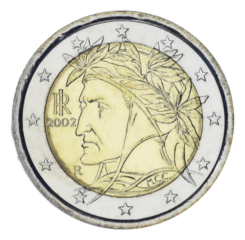фото Италия 2 евро 2002 Биметалл AU-UNC