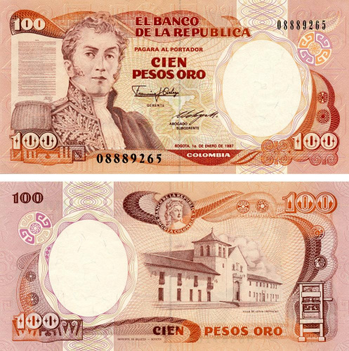 фото Колумбия 100 песо оро 1987 UNC (P426c)