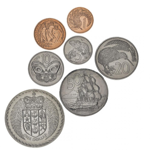 фото Новая Зеландия набор из 7 монет 1971 VF-AU 1, 2, 5, 10, 20, 50 центов, 1 доллар