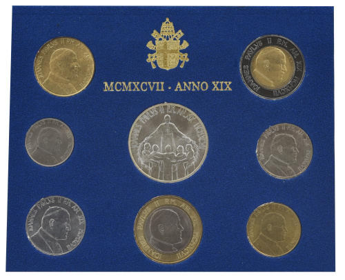 фото Ватикан набор из 7 монет 1997 AU-UNC Римский папа - Иоанн Павел II 19-й год правления