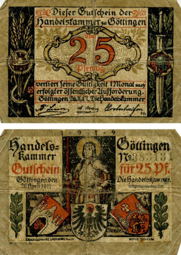 фото Германия Нотгельд  25 пфеннигов 1917 F-VF Гёттинген